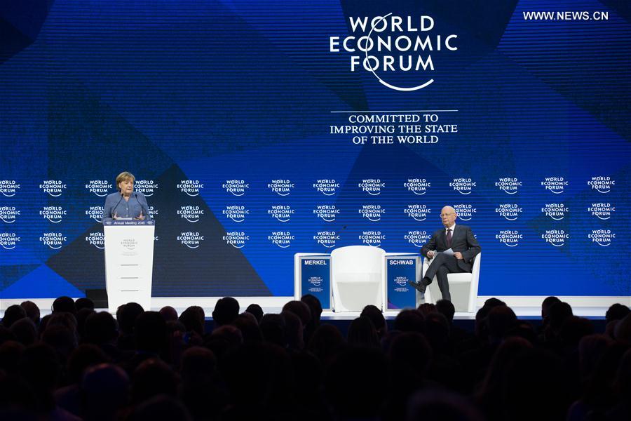 SWITZERLAND-DAVOS-WEF ANNUAL MEETING-GERMANY-MERKEL