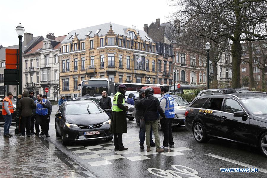 BELGIUM-BRUSSELS-PROTEST-TAXI DRIVERS