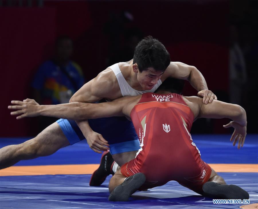 (SP)INDONESIA-JAKARTA-ASIAN GAMES-WRESTLING-MEN'S FREESTYLE 74KG 1/8 FINALS