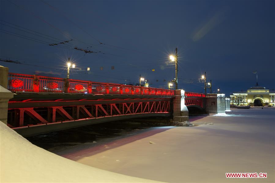 RUSSIA-ST. PETERSBURG-PALACE BRIDGE-CHINESE LUNAR NEW YEAR