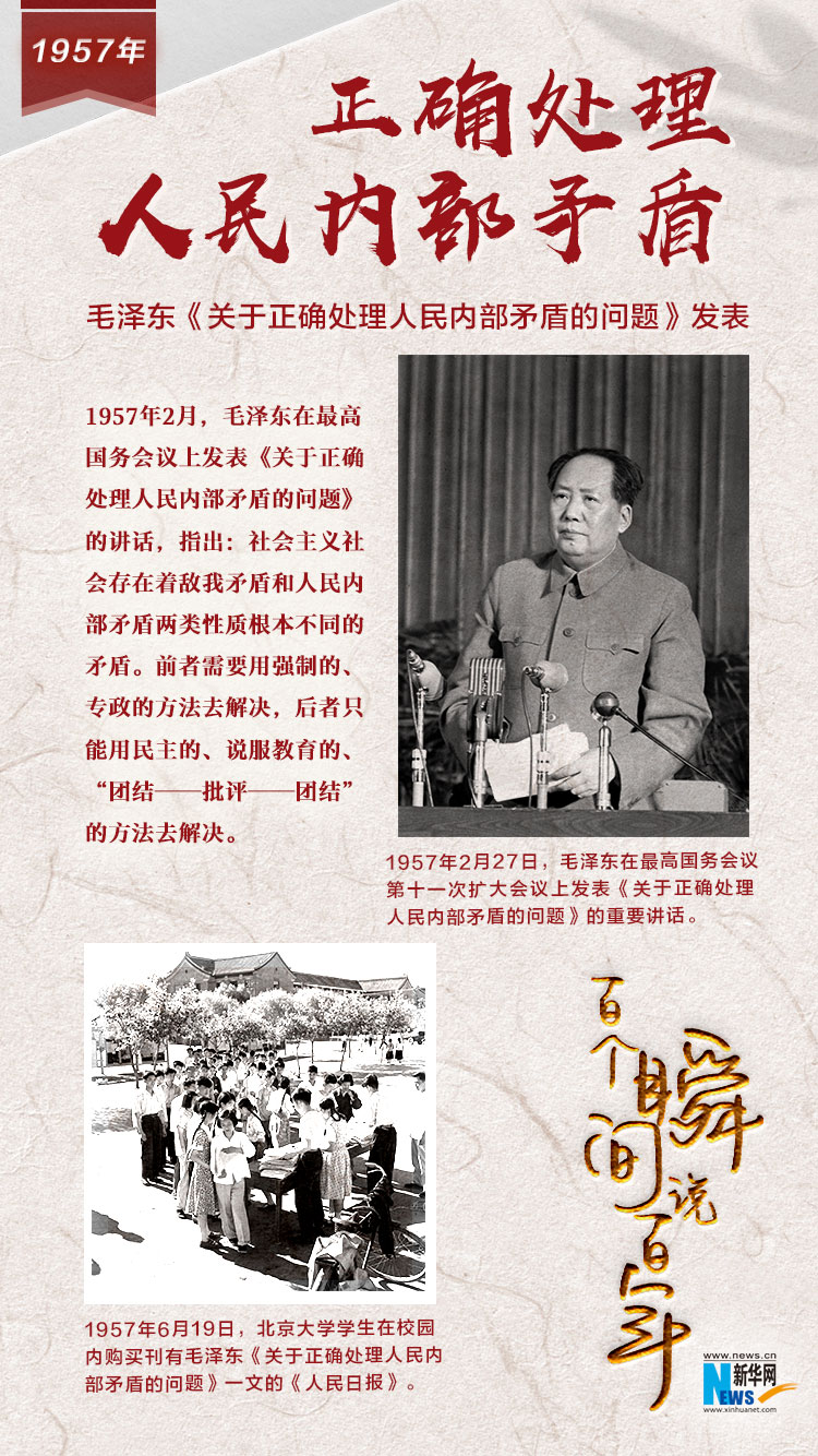 1957，正确处理人民内部矛盾